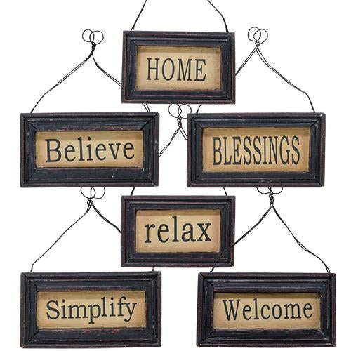 *Home Framed Sign w/Hanger 6 Asstd. (Pack of 4)