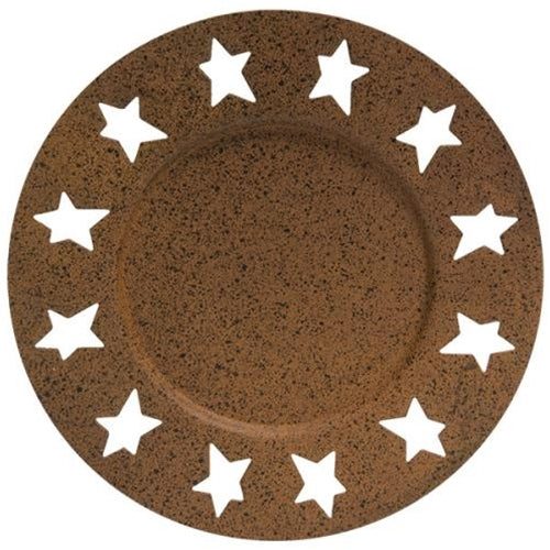 Rust & Black Finish Star Candle Plate (Pack of 4)