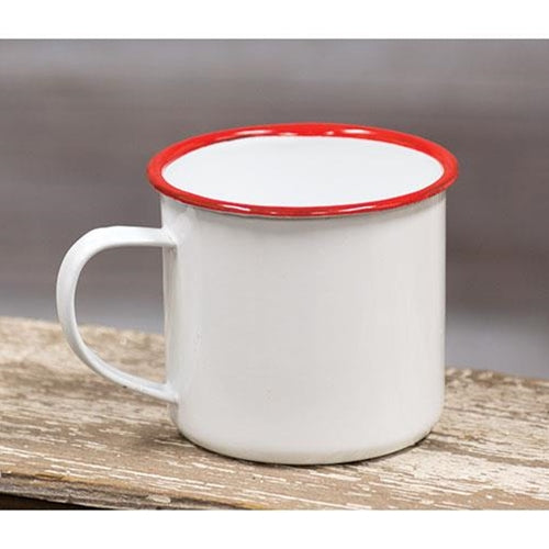 Red Rim Enamel Coffee Mug (Pack of 4)