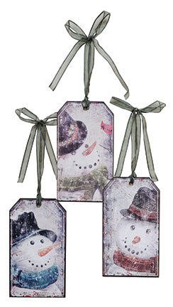 Snowman Tag Ornament 3 Asstd. (Pack of 4)