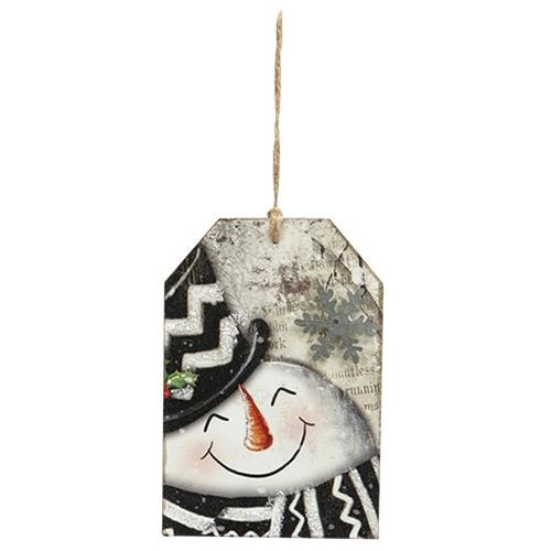 Wood Snowman Tag Ornament 4 Asstd. (Pack of 4)