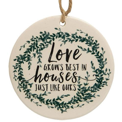 Love Grows Best Ceramic Ornament (Pack of 4)