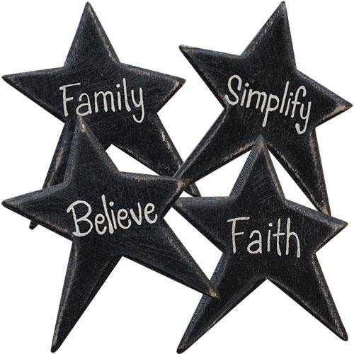 4/Set Black Star Word Magnets (Pack of 4)
