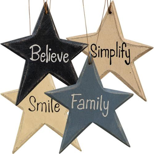 4/Set Vintage Star Word Orns (Pack of 4)