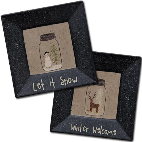 (*Mason Jar Winter Plate Asst.) (Pack of 4)