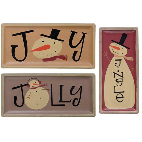 (*Jolly Joy Jingle Snowman Tray Asst.) (Pack of 4)