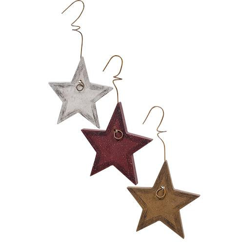Wood Star Ornament 3 Asstd. (Pack of 4)
