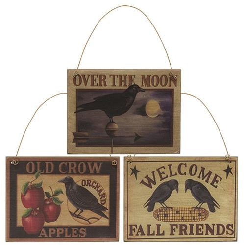 Old Crow Apples Ornament 3 Asstd. (Pack of 4)