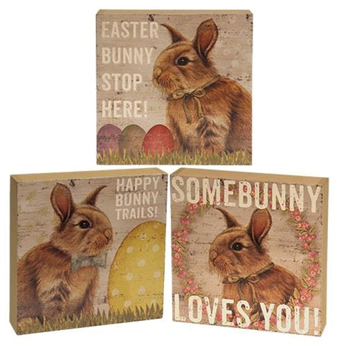 Easter Bunny Box Sign 3 Asstd. (Pack of 4)