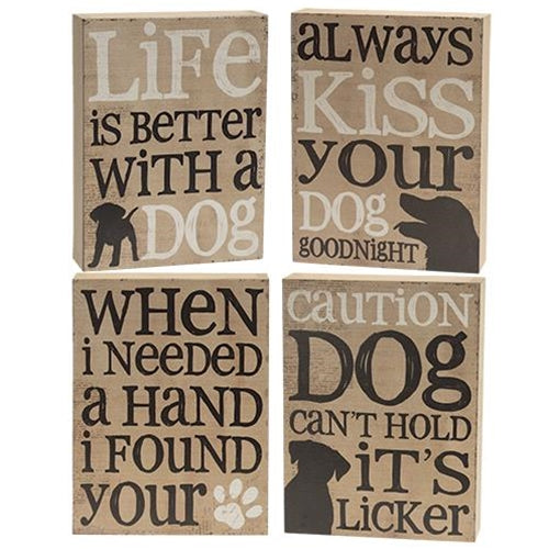 Life With Dogs Box Sign 4 Asstd. (Pack of 4)