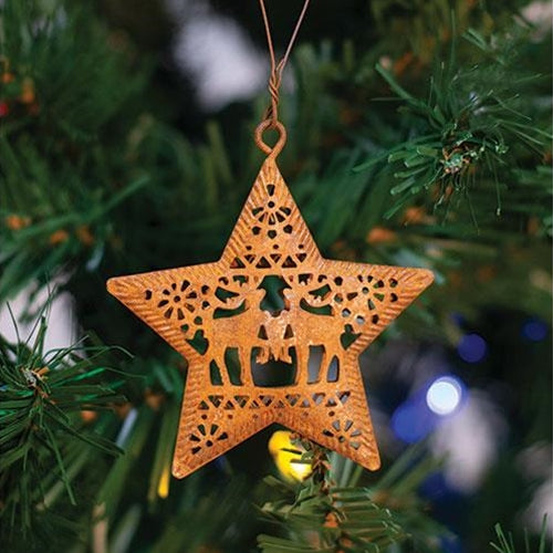 6/Set Rusty Star Christmas Ornaments (Pack of 4)