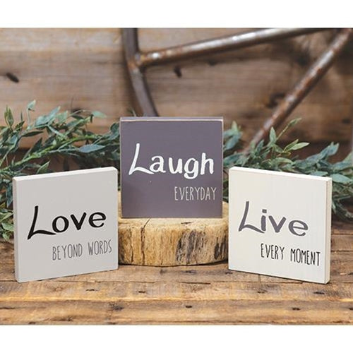 Live Laugh Love Square Block 3 asstd. (Pack of 4)