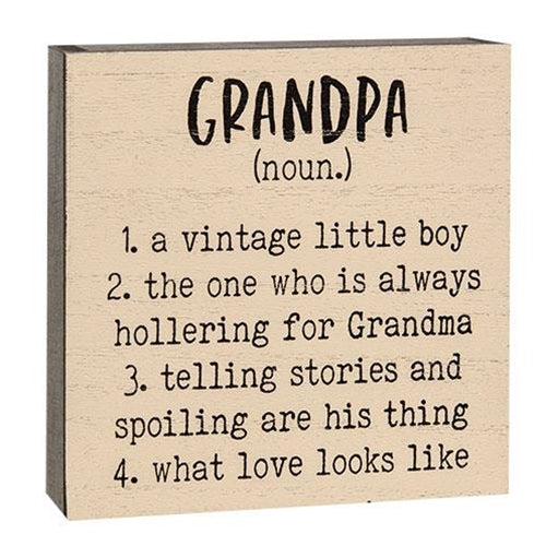 Grandpa Definition Box Sign (Pack of 4)