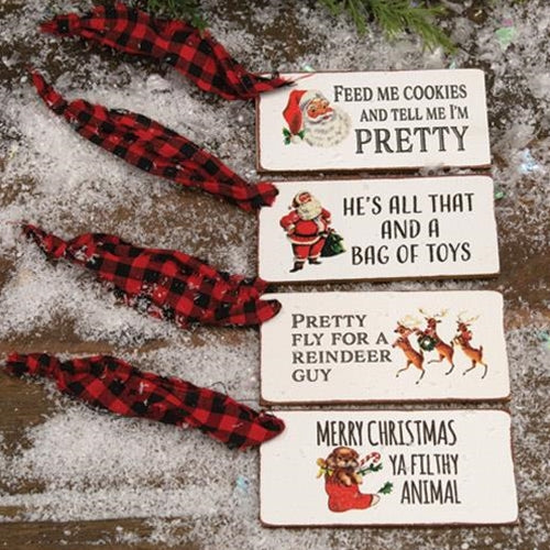 4/Set Christmas Present Wooden Gift Tags (Pack of 4)