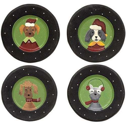 Christmas Dog Plate 4 Asstd. (Pack of 4)