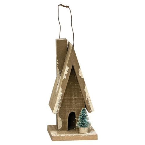 Primitive Town Snowy A-Frame (Pack of 4)