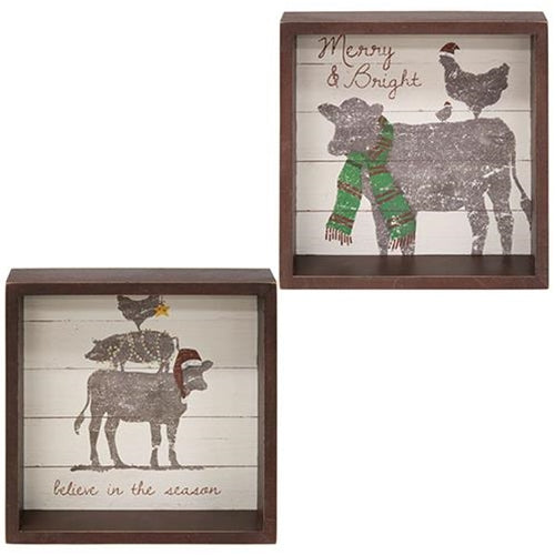 Believe In The Season Box Sign 2 Asstd. (Pack of 4)