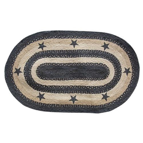 Primitive Pewter Star Braided Rug 27"x48"