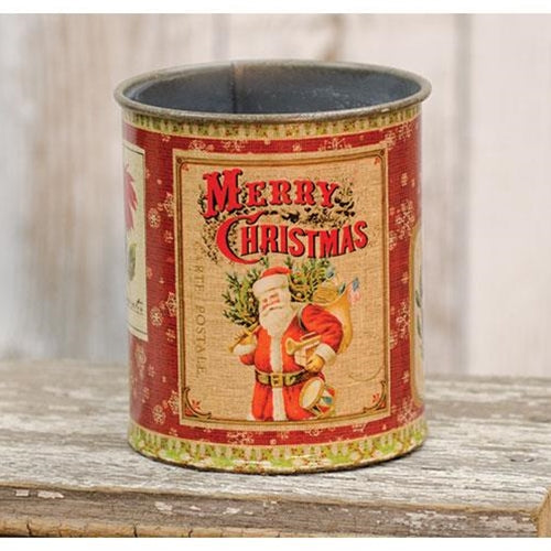 Vintage Christmas Metal Can (Pack of 4)