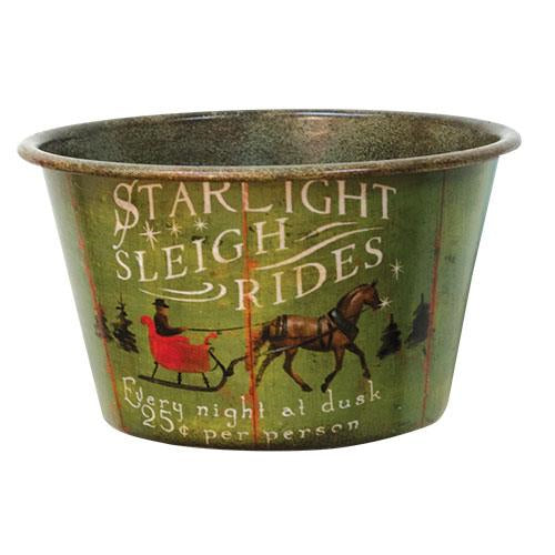 Sleigh Rides Vintage Tin Bowl (Pack of 4)