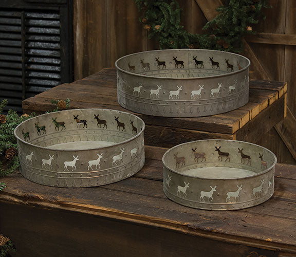 3/Set Round Reindeer Trays