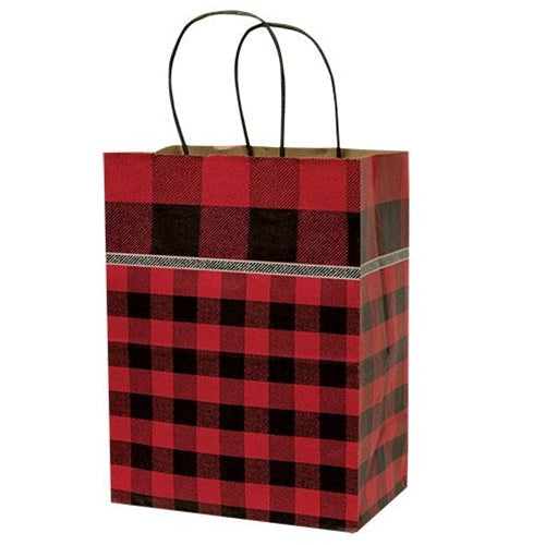 Red Buffalo Check Gift Bag Medium (Pack of 4)