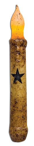 6" Burnt Ivory Star Timer Taper (Pack of 4)