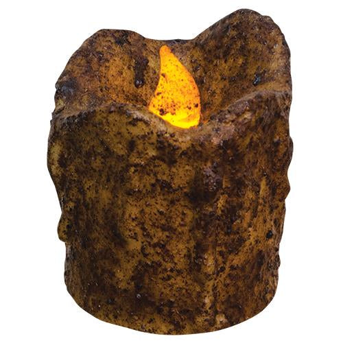 Burnt Mustard Mini Dripped Timer Pillar (Pack of 2)