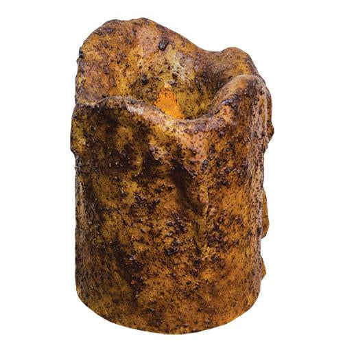 4" Burnt Mustard Dripped Timer Pillar (Pack of 4)