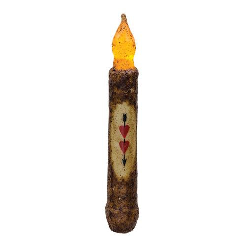 6" Burnt Mustard Heart Timer Taper (Pack of 4)