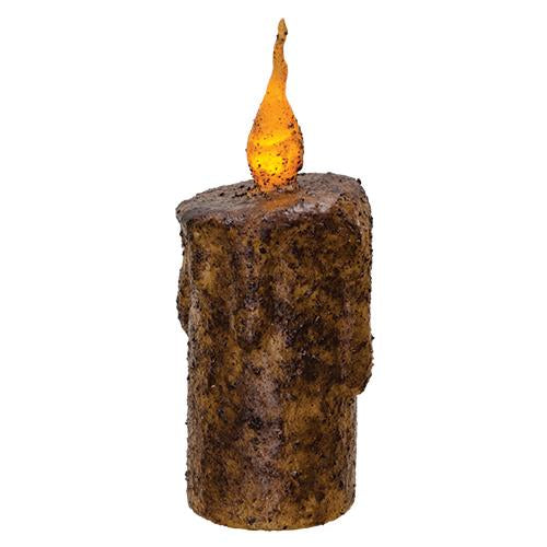 5.5" Burnt Mustard Dripped Flicker Pillar (Pack of 4)