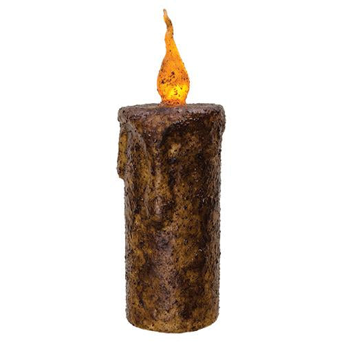 6.5" Burnt Mustard Dripped Flicker Pillar (Pack of 4)