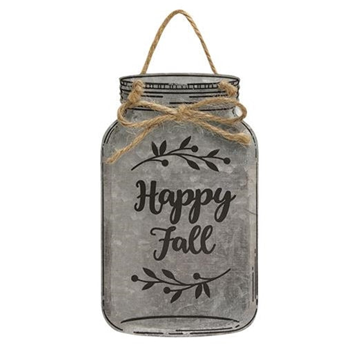 Happy Fall Metal Mason Jar Ornament (Pack of 4)