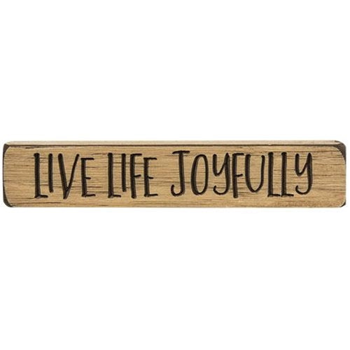 Live Life Joyfully Engraved Block 9" Cream (Pack of 4)