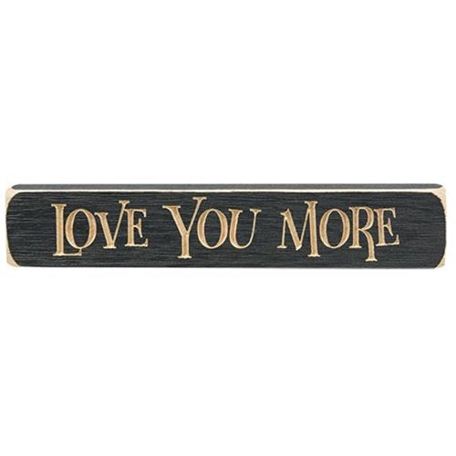 Love You More Engraved Block Dark Gray (Pack of 4)