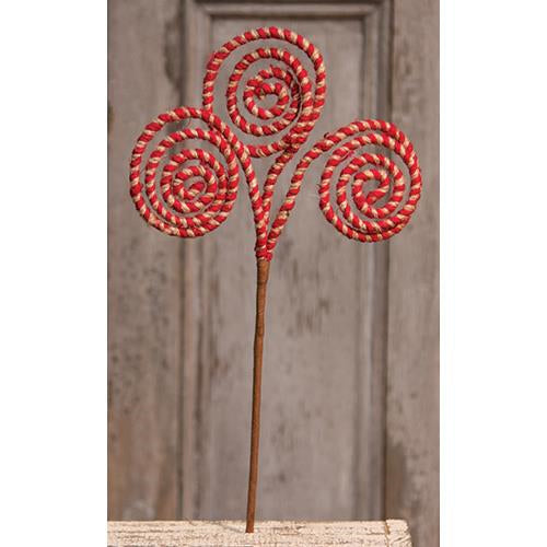 Red Spiral Candy Pick 18" (Pack of 4)