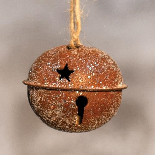 Vintage Glitter Rusty Bell Ornament 2" (Pack of 4)