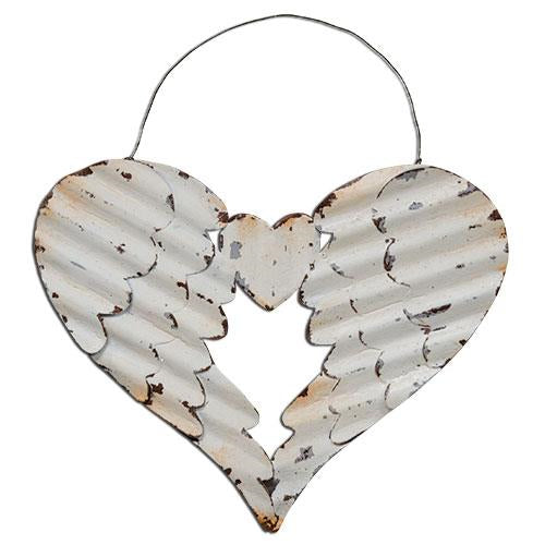 Whitewash Wing Heart Ornament (Pack of 4)