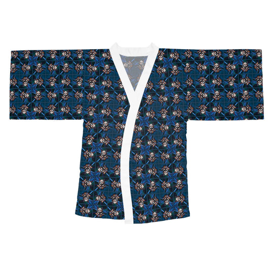 Gothic Clown Cat Print Long Sleeve Kimono Robe | Boho Lounge Wear