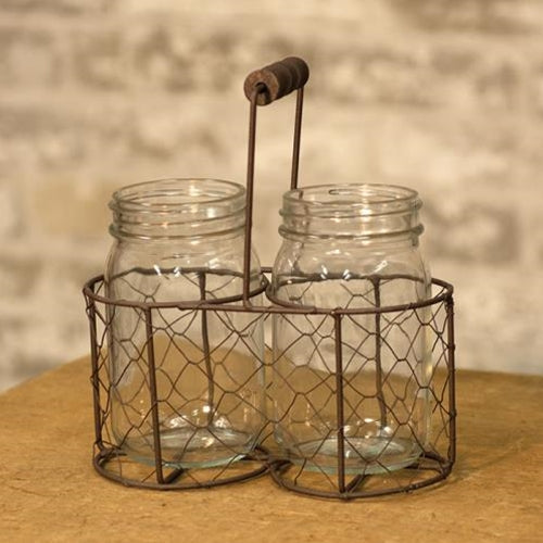2 Glass Jars w/ Wire Carrier (Pack of 4)