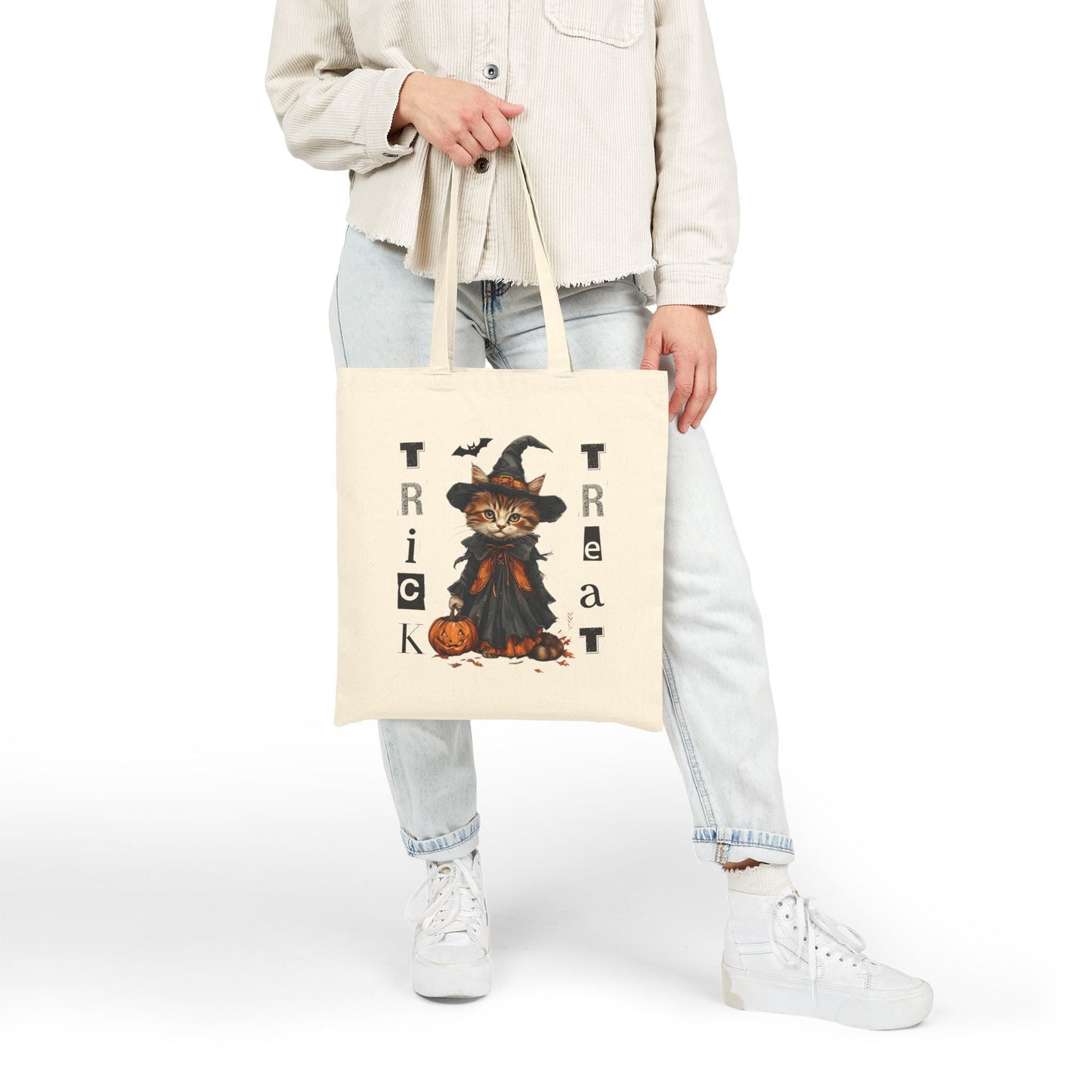 Halloween Cat Trick-or-Treat Tote Bag for Spooky Celebrations