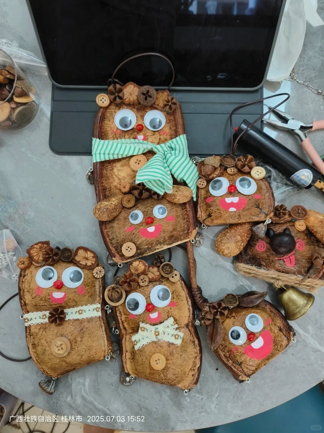 Handmade Big-Eyed Entada Pod Ornament