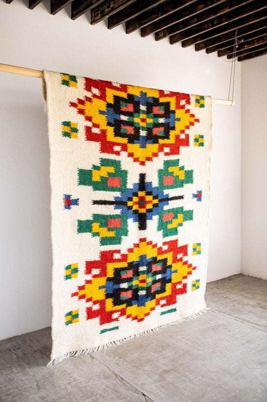 Handwoven Thin Rug with Traditional Carpathian Pattern