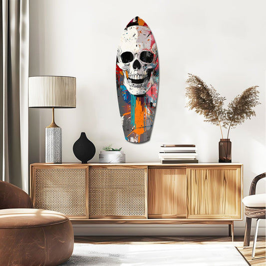 Skull in the Street Art Glass Wall Art
