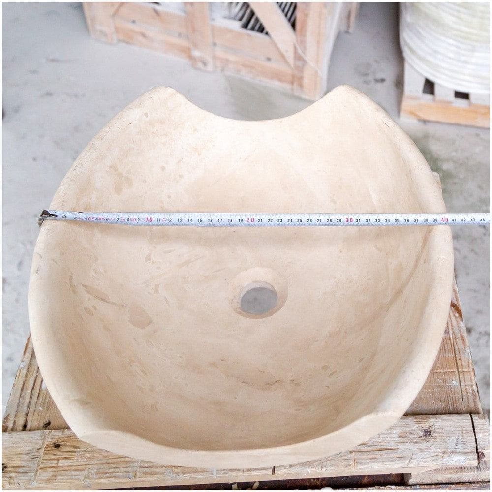 Travertine Natural Stone Vessel Sink Bowl Light Beige 16x16x6