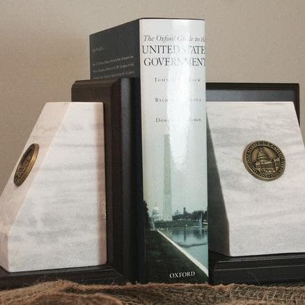 Marble Block Bookends With Wood Base