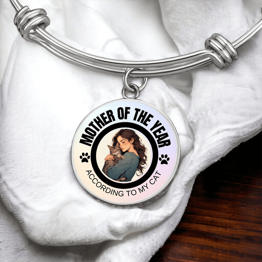Mother of the Year Cat-Themed Bracelet