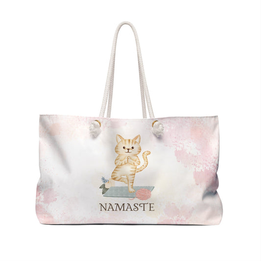 Namaste Cat Weekender Tote – Yoga Cat Travel Bag