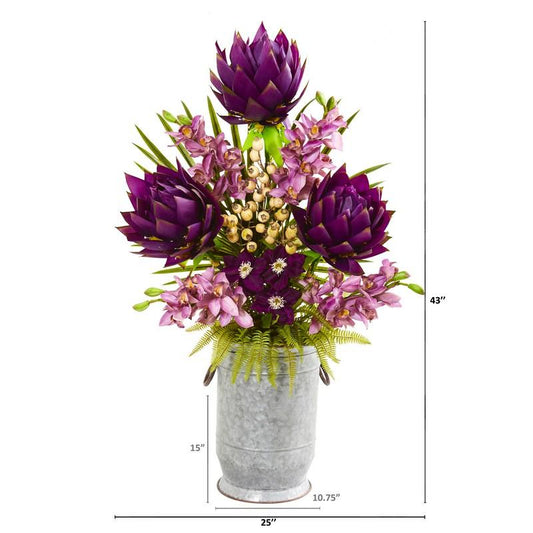 43" Mixed Floral and Orchid Artificial Arrangement