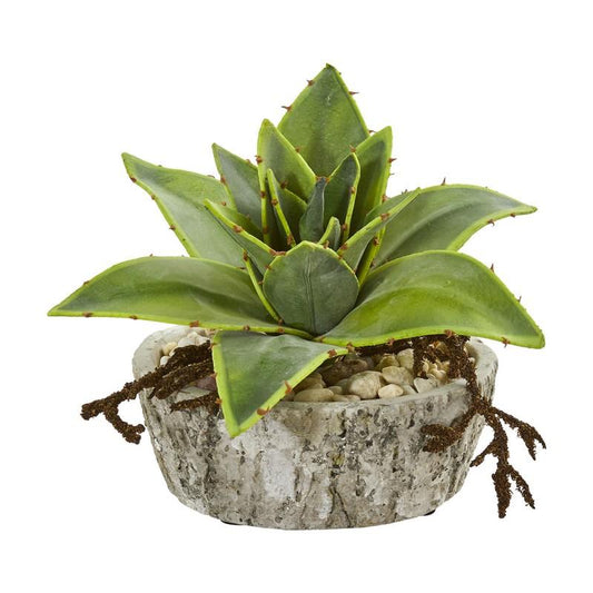 6" Dusty Succulent Artificial Plant in Weathered Vase (Set of 2)